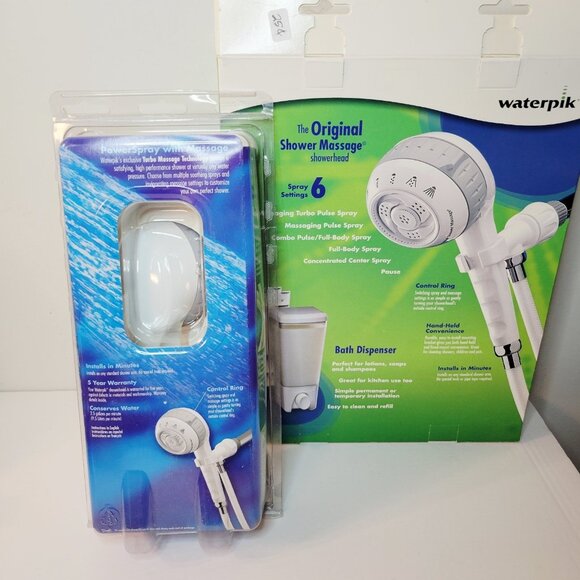 Vtg 2003 Water Pik The Og Shower Massage Showerhead 6 Settings Bonus Dispenser - Picture 4 of 6